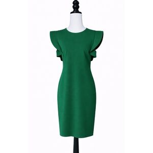 Calvin Klein Green Ruffle Sleeve Midi Dress